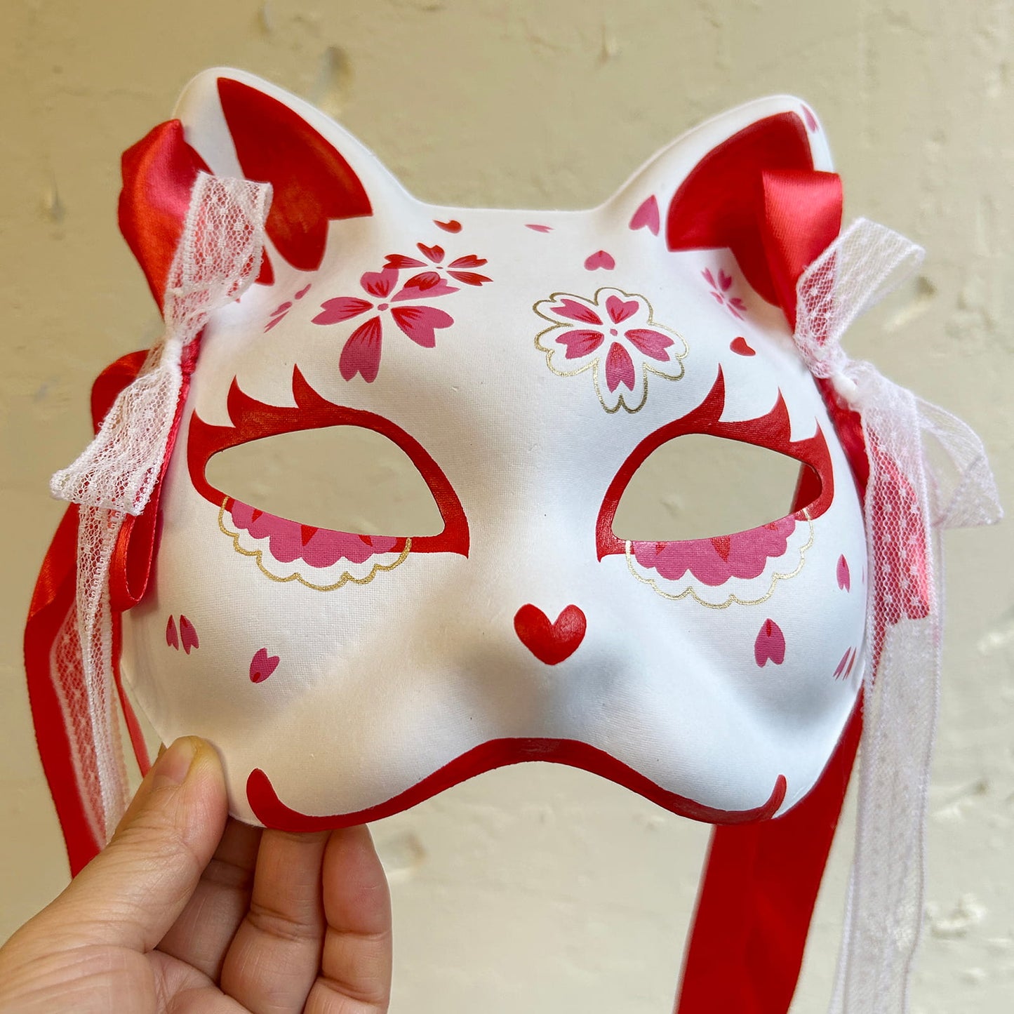Hand-painted sakura cat mask 03