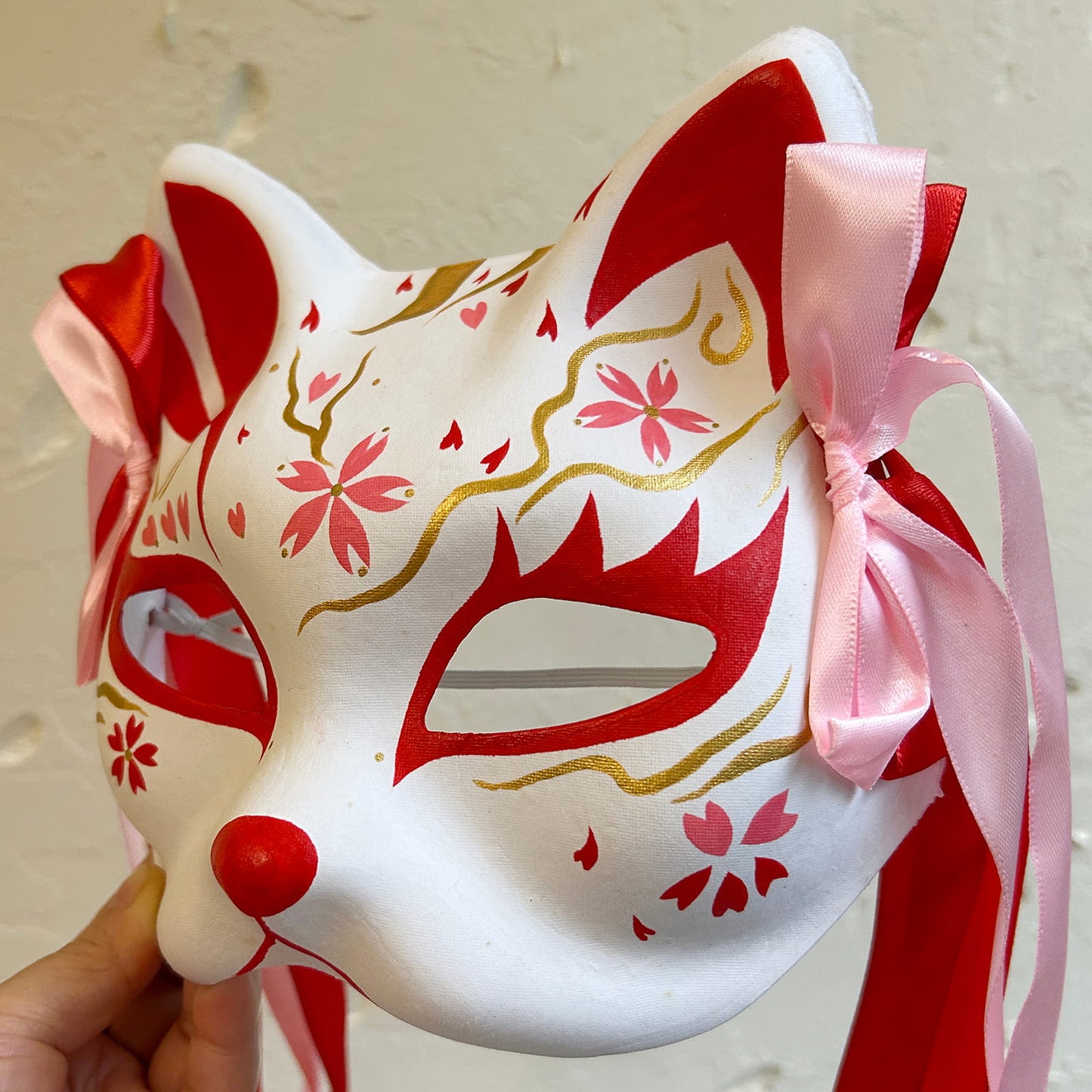 Hand-painted sakura cat mask 05