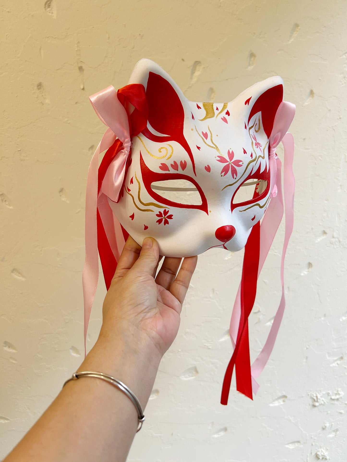 Hand-painted sakura cat mask 05