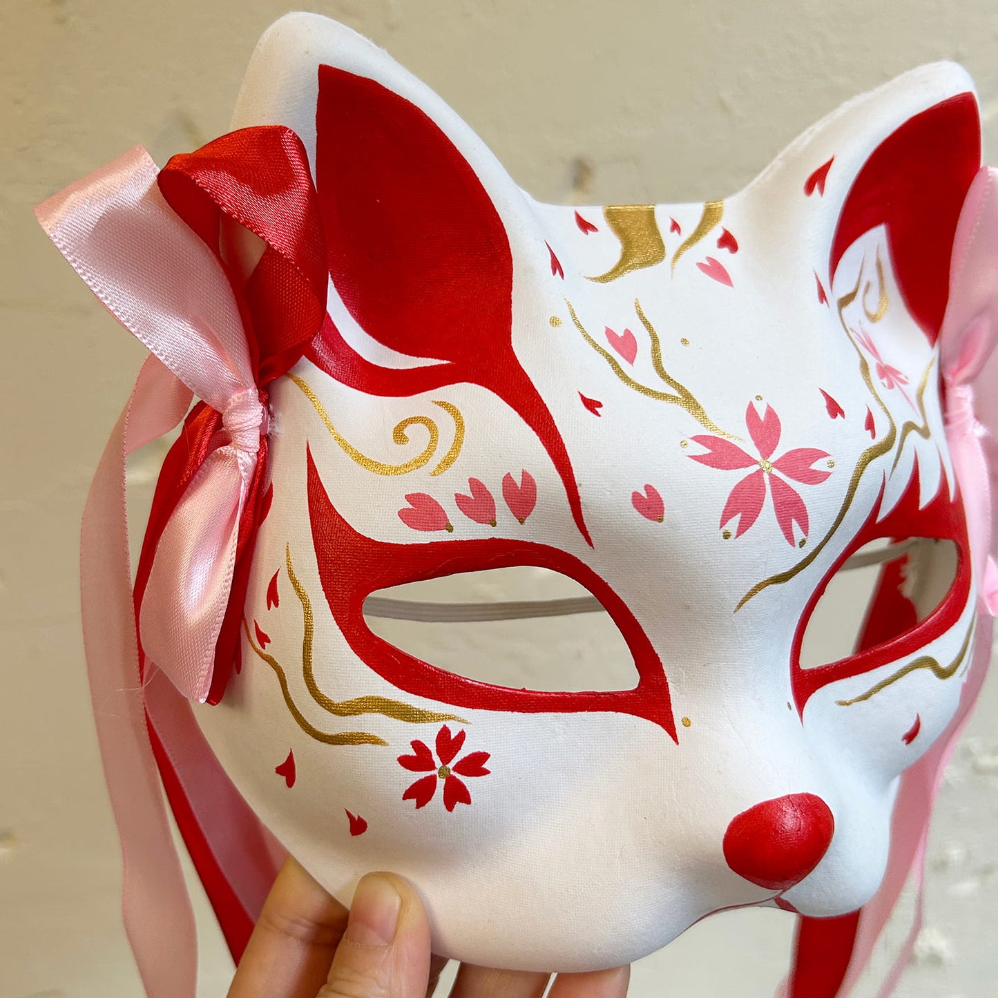 Hand-painted sakura cat mask 05