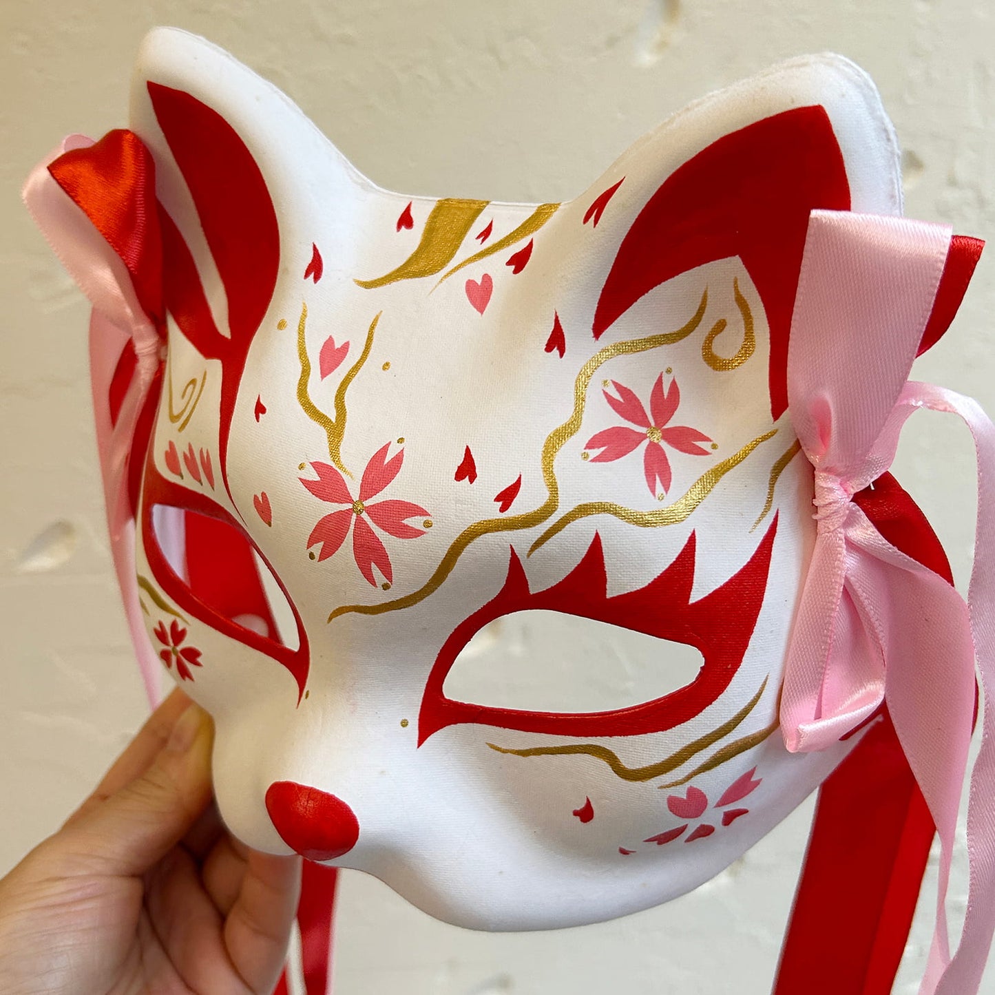 Hand-painted sakura cat mask 05