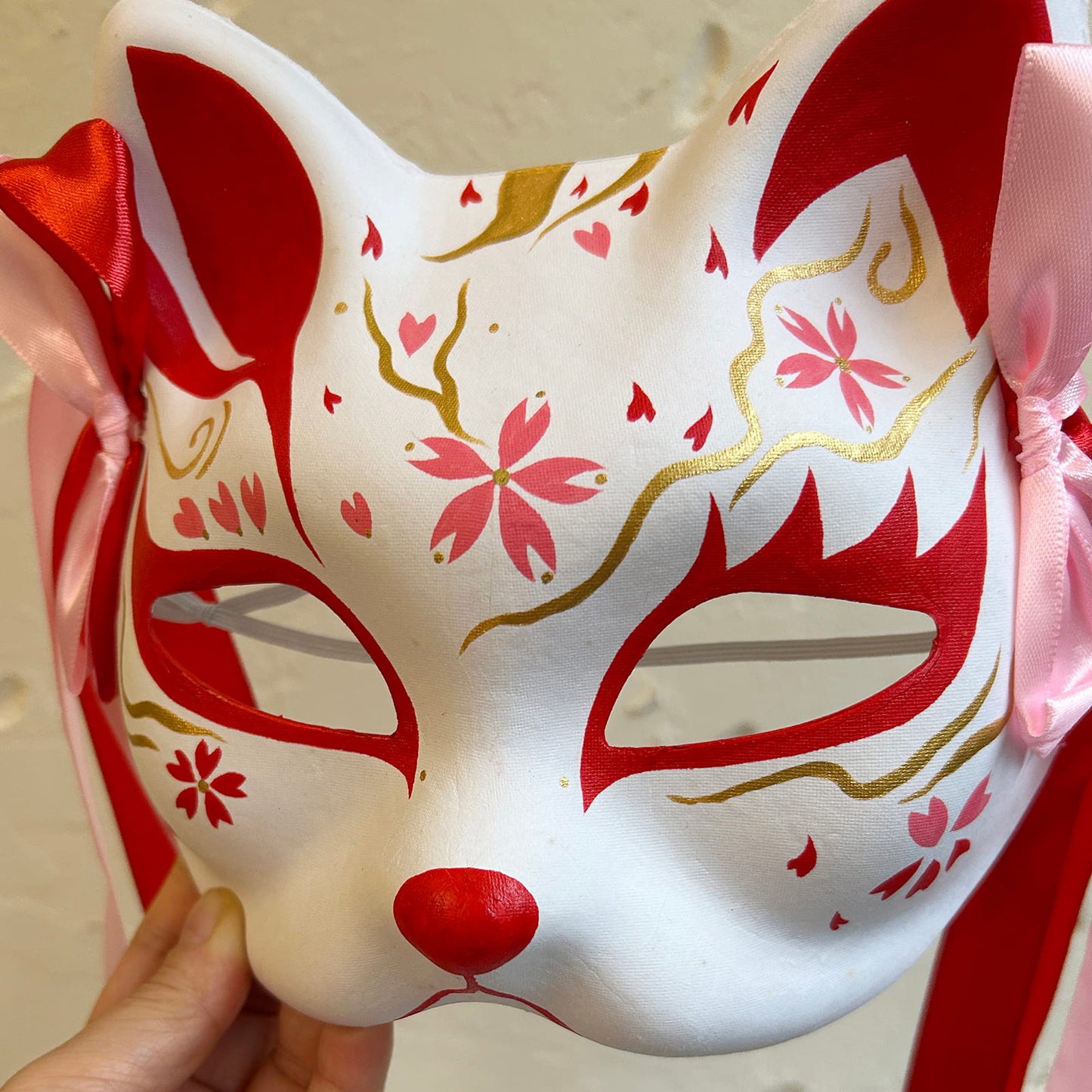 Hand-painted sakura cat mask 05