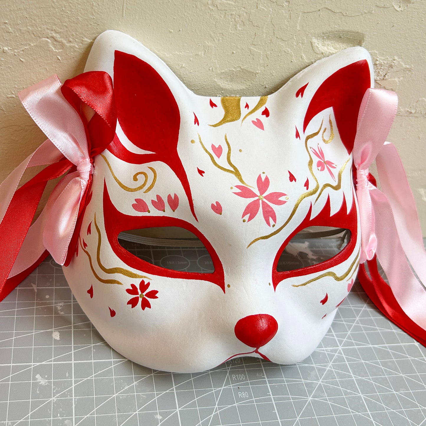 Hand-painted sakura cat mask 05