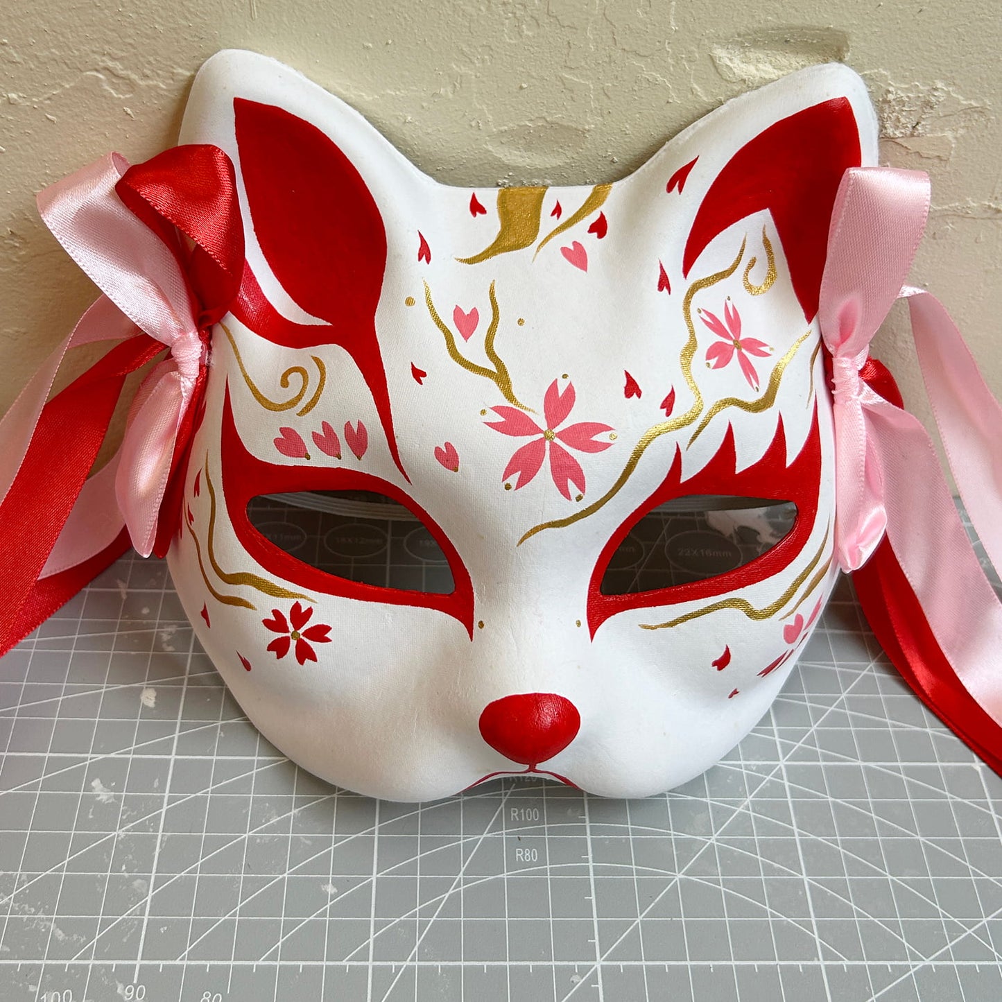 Hand-painted sakura cat mask 05