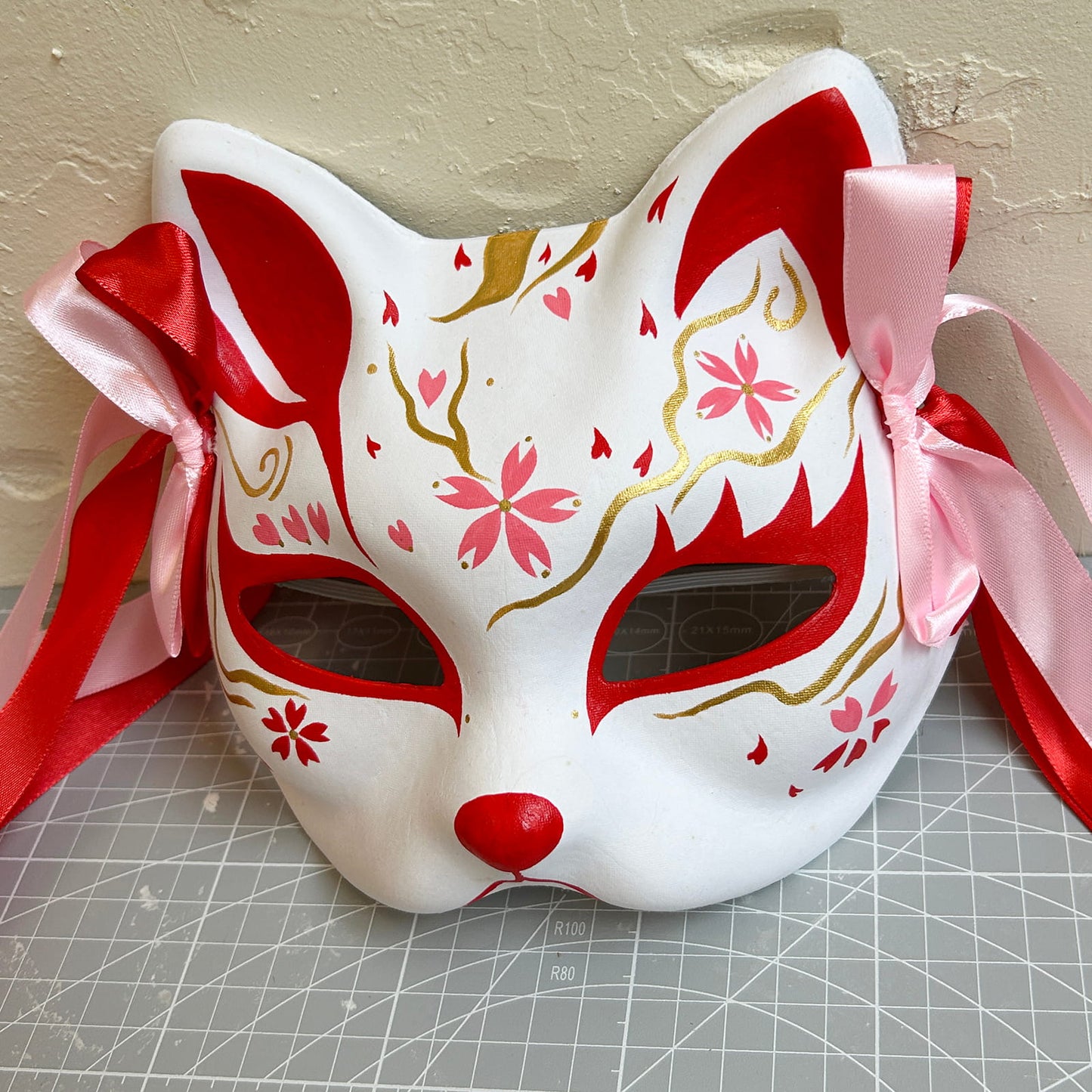 Hand-painted sakura cat mask 05