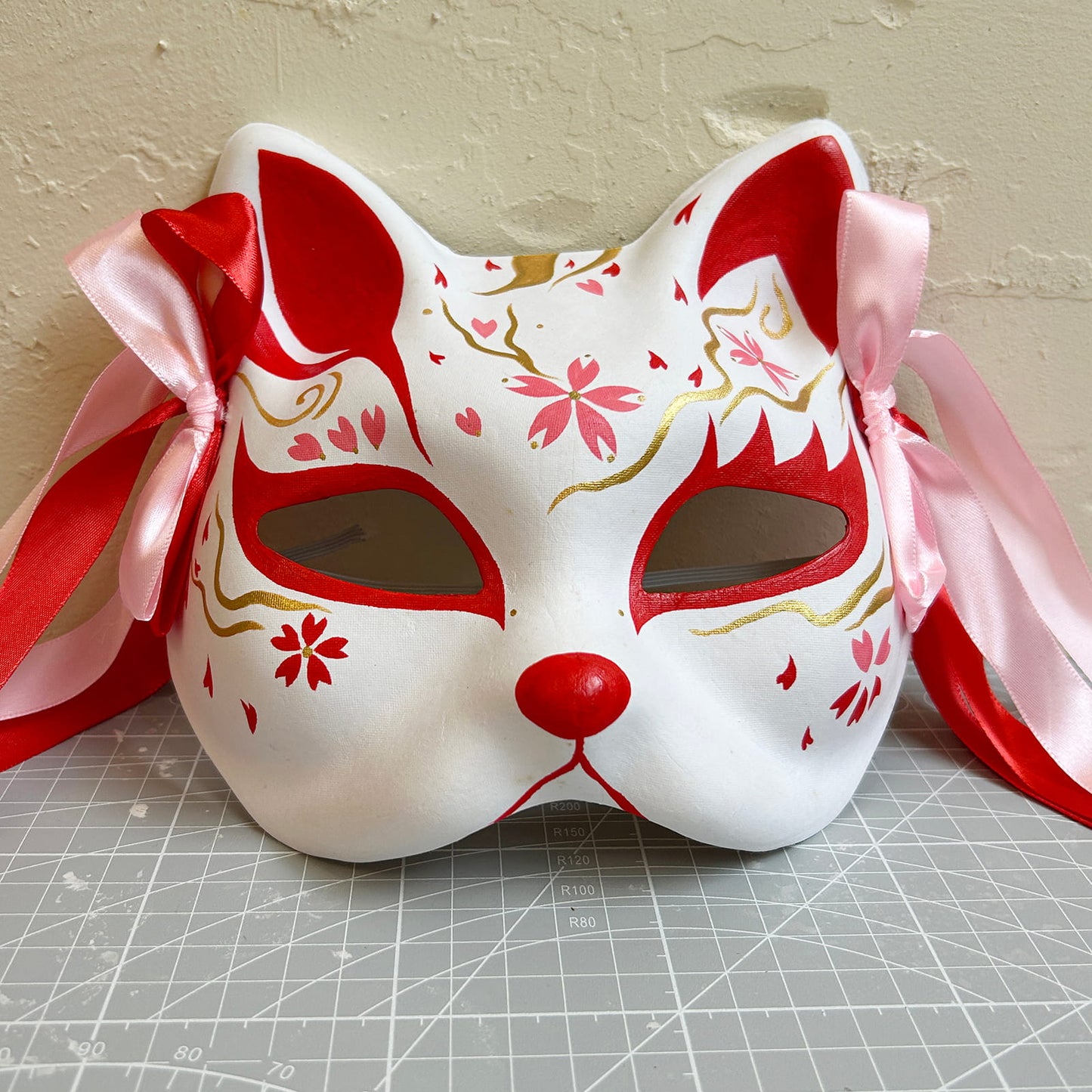 Hand-painted sakura cat mask 05