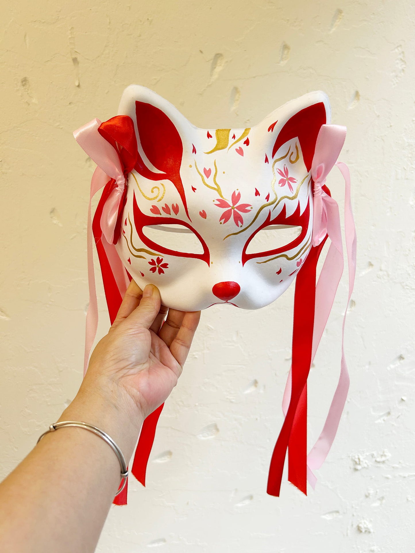 Hand-painted sakura cat mask 05