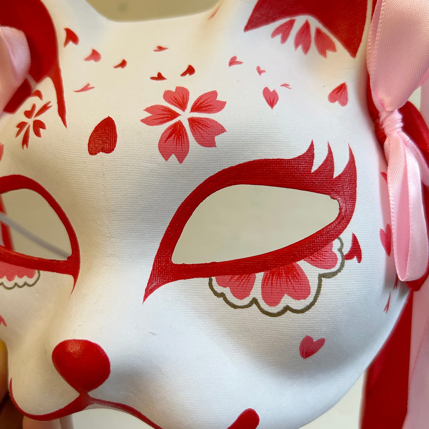 Hand-painted sakura cat mask Kitsune 04