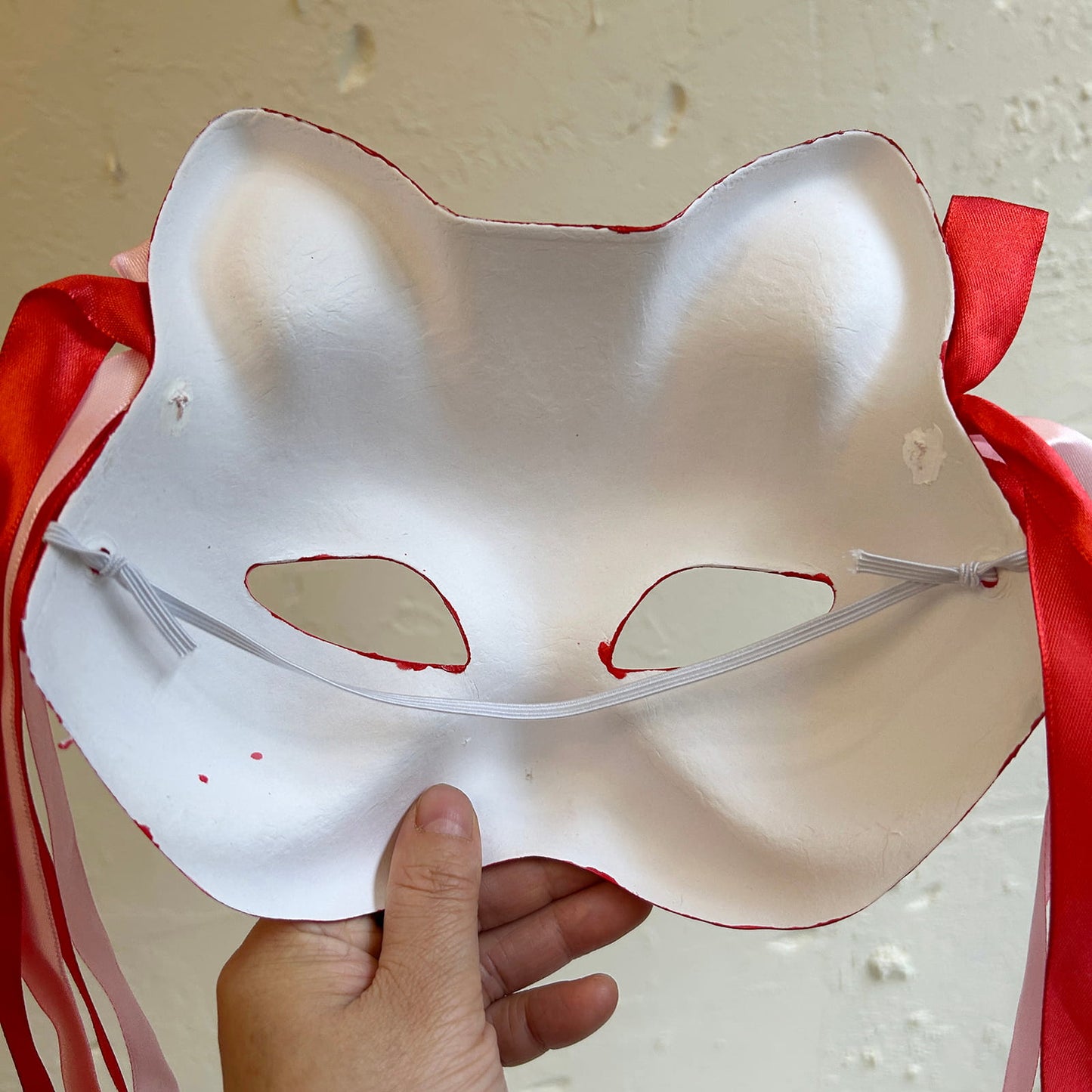Hand-painted sakura cat mask Kitsune Kabuki 06