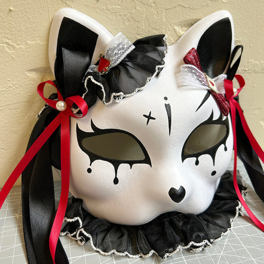 Handmade Masquerade cat mask Kitsune kabuki 02