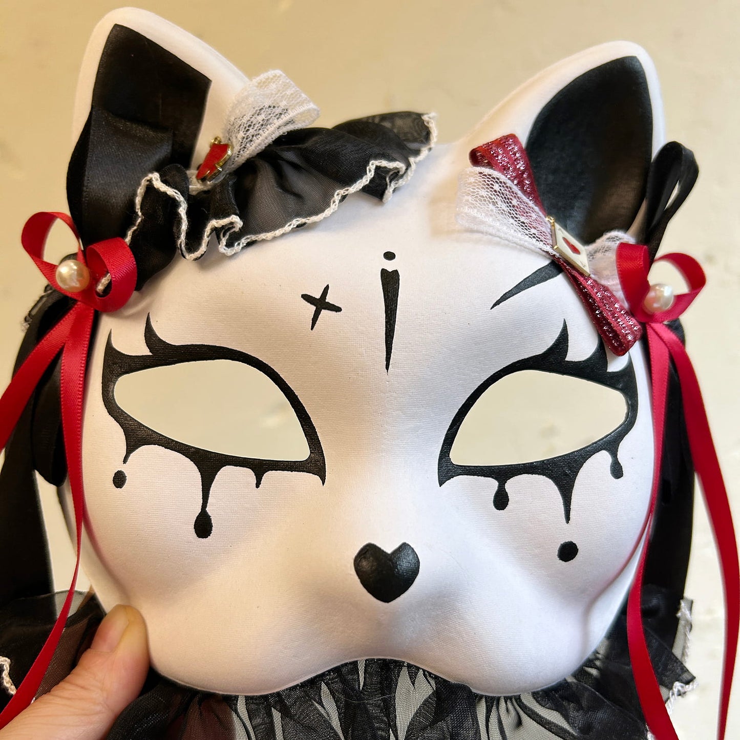 Handmade Masquerade cat mask Kitsune kabuki 02