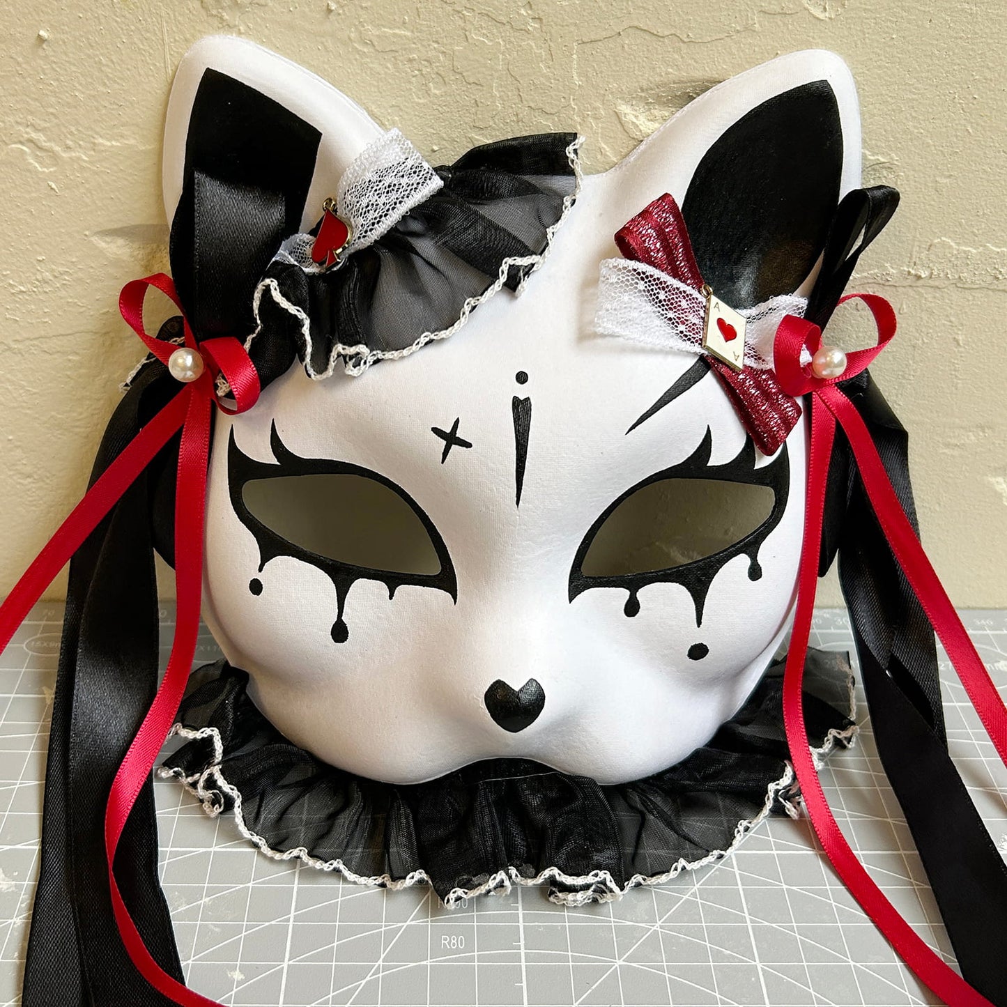 Handmade Masquerade cat mask Kitsune kabuki 02