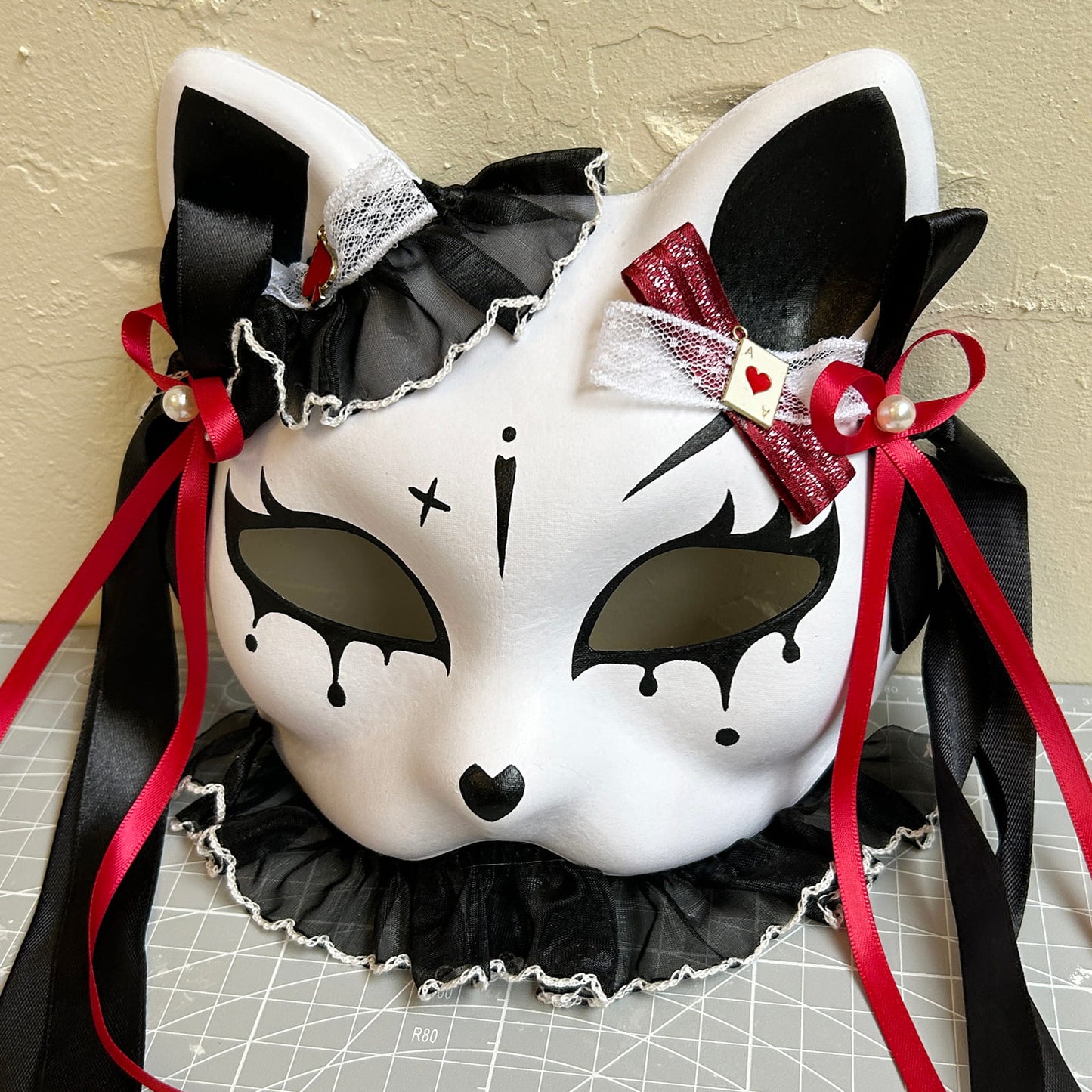 Handmade Masquerade cat mask Kitsune kabuki 02