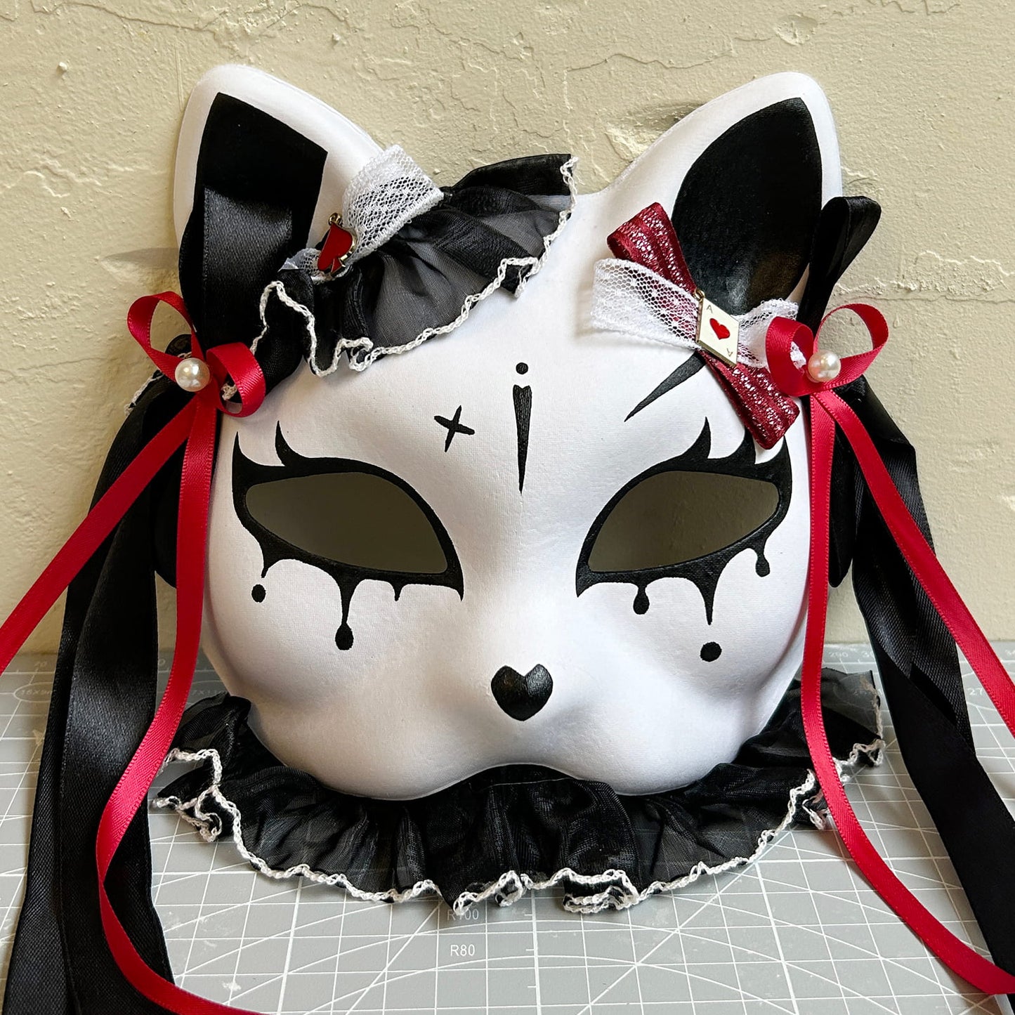 Handmade Masquerade cat mask Kitsune kabuki 02