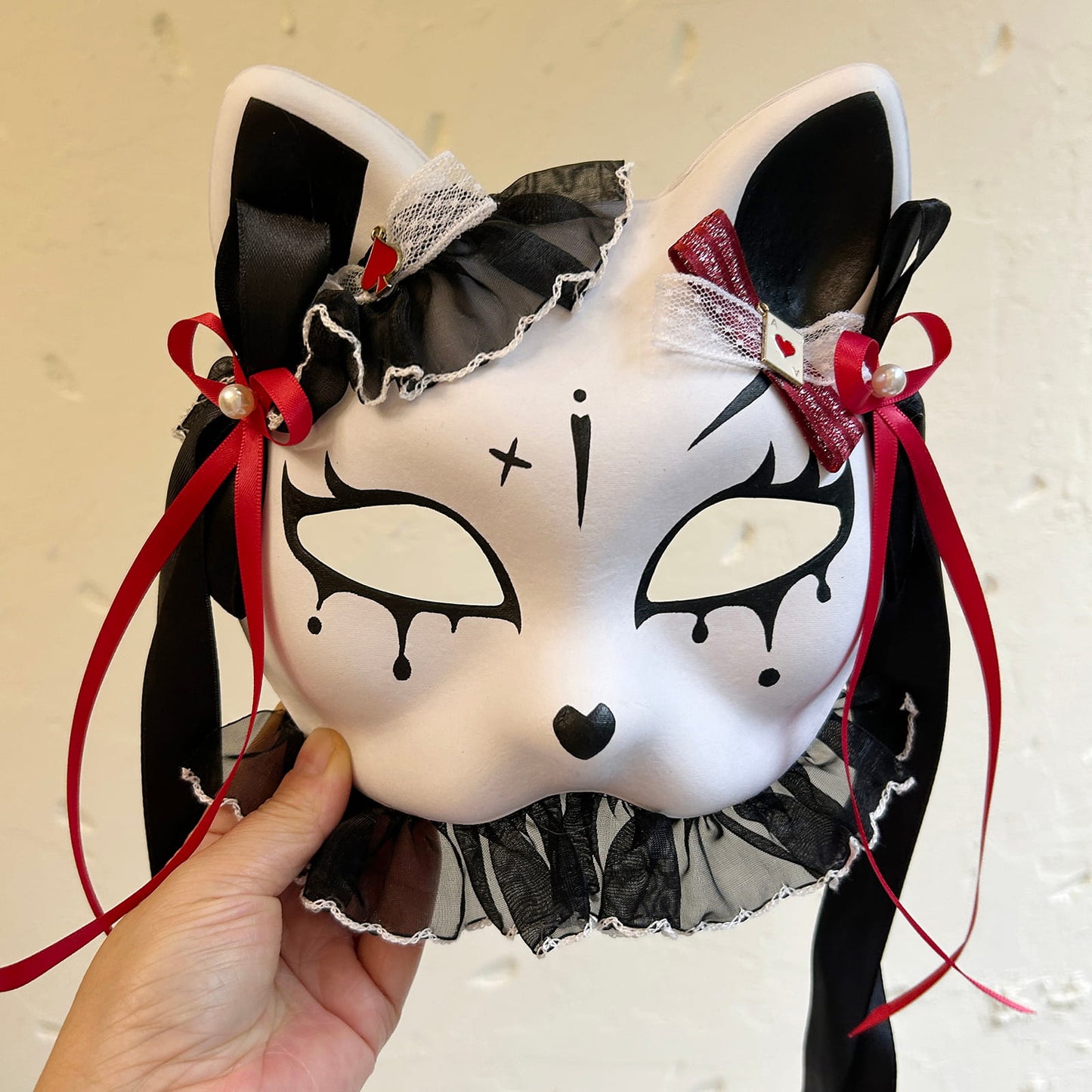 Handmade Masquerade cat mask Kitsune kabuki 02