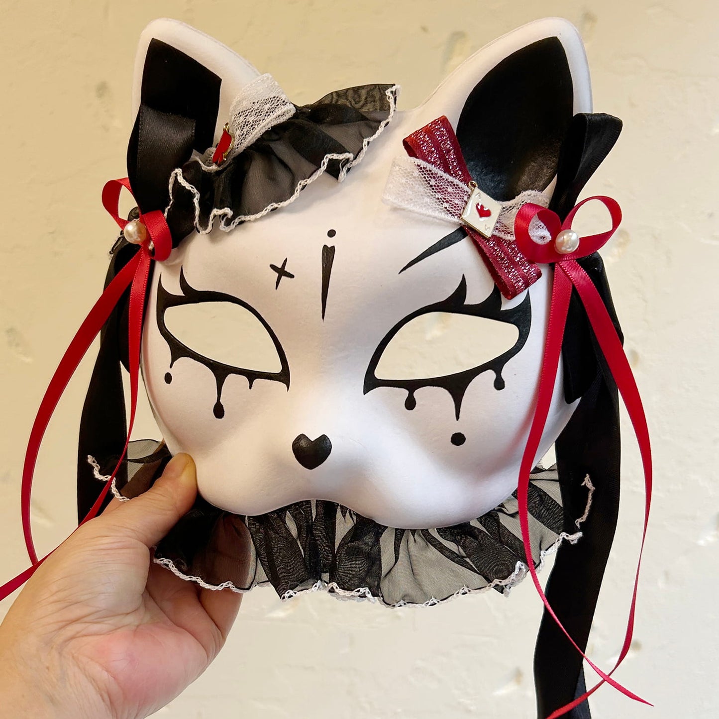 Handmade Masquerade cat mask Kitsune kabuki 02