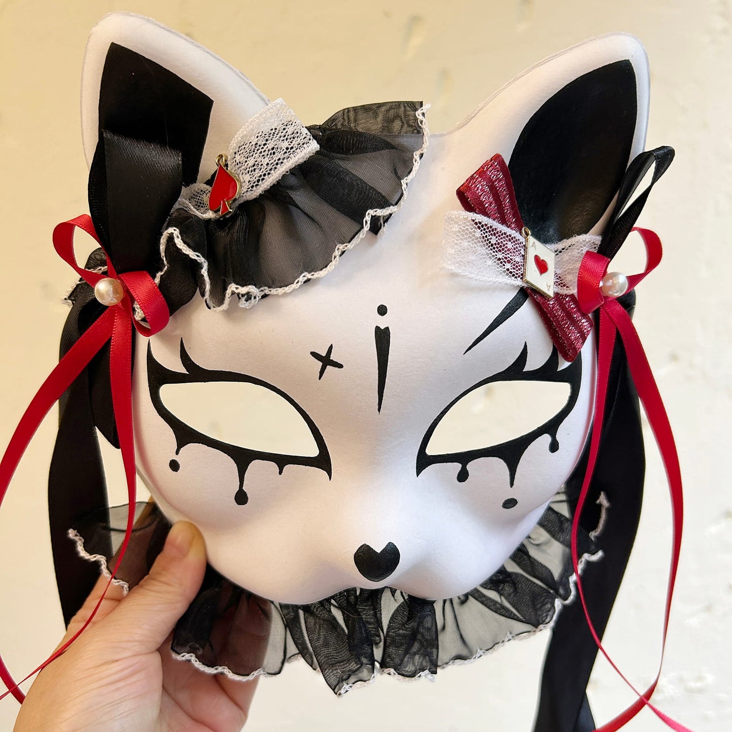 Handmade Masquerade cat mask Kitsune kabuki 02