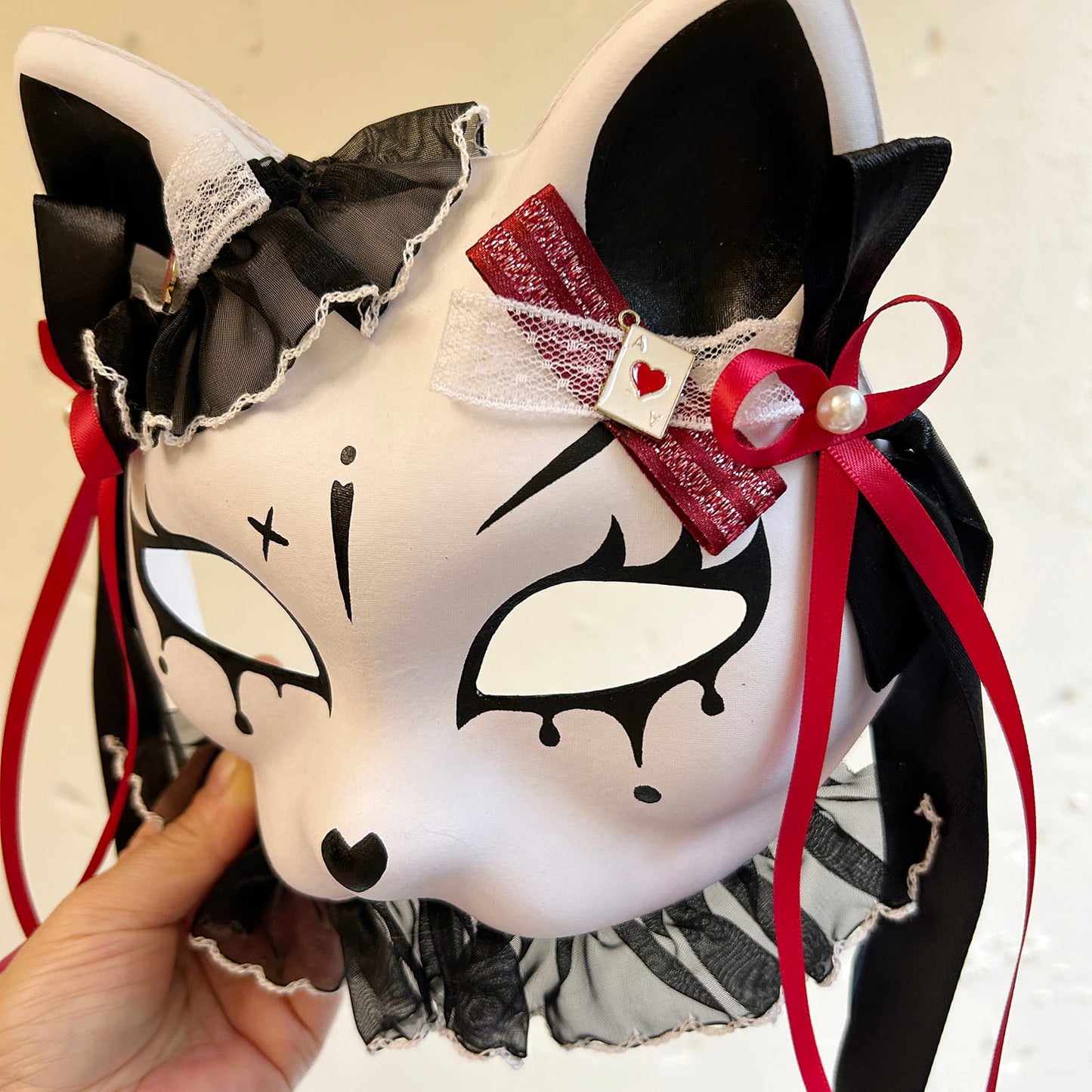 Handmade Masquerade cat mask Kitsune kabuki 02
