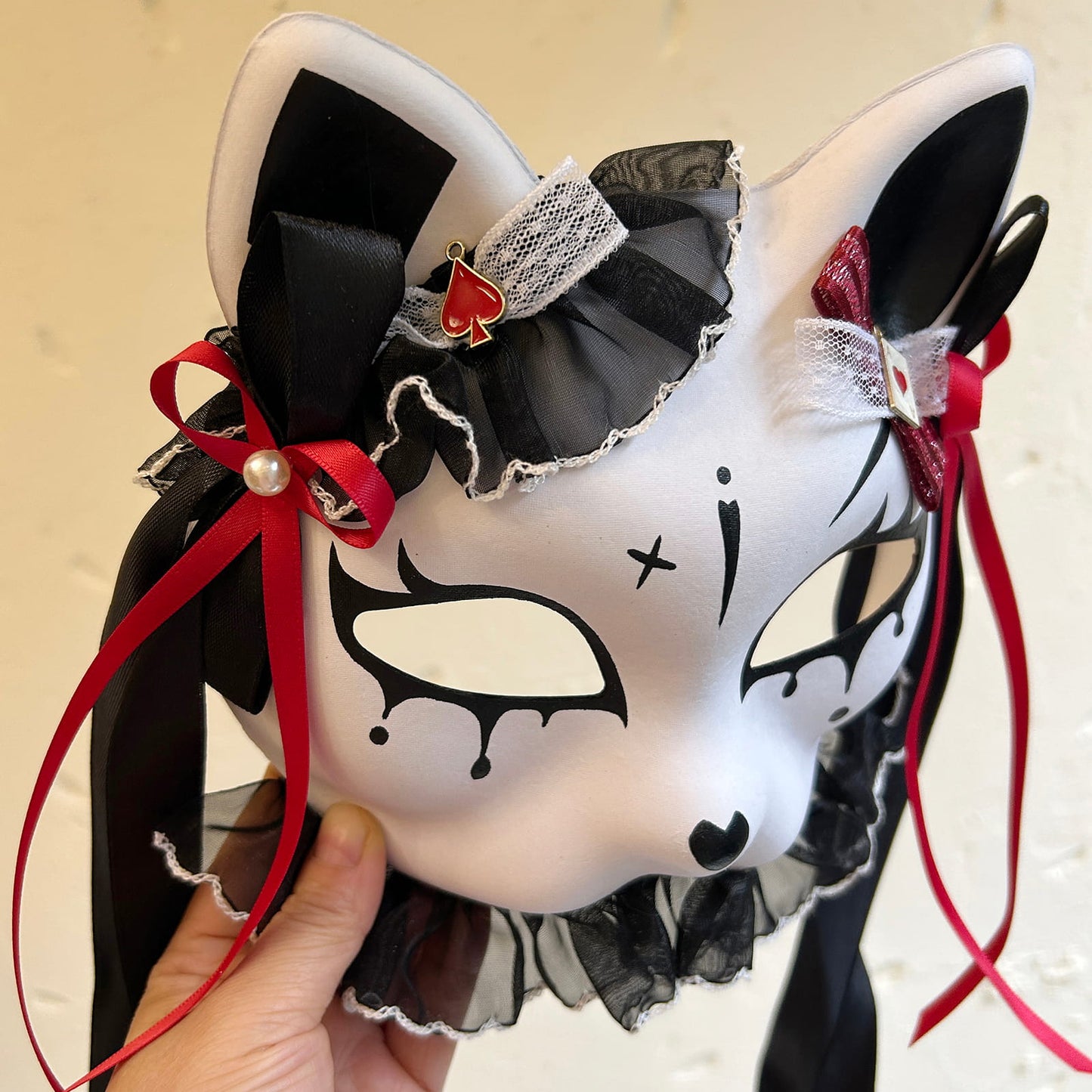 Handmade Masquerade cat mask Kitsune kabuki 02
