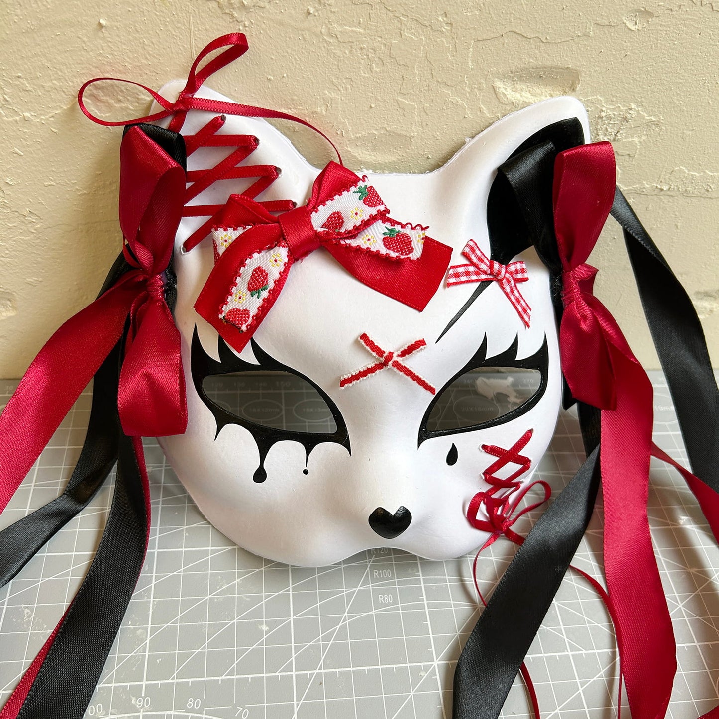 Handmade Masquerade cat mask Kitsune kabuki 03