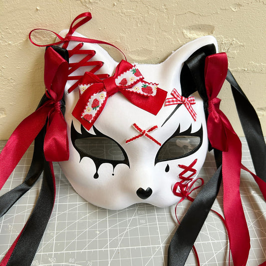 Handmade Masquerade cat mask Kitsune kabuki 03