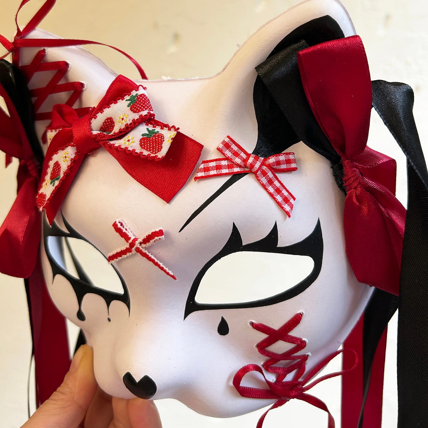 Handmade Masquerade cat mask Kitsune kabuki 03