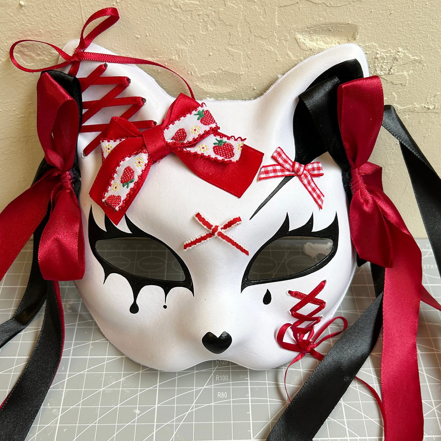 Handmade Masquerade cat mask Kitsune kabuki 03