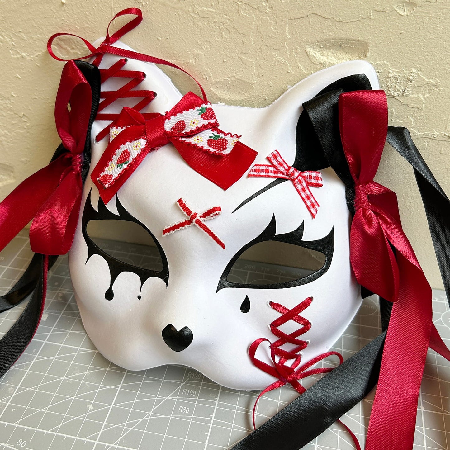 Handmade Masquerade cat mask Kitsune kabuki 03