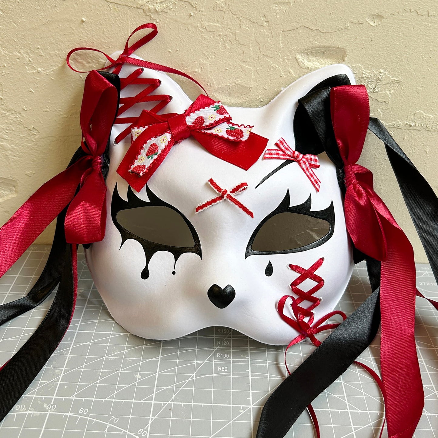 Handmade Masquerade cat mask Kitsune kabuki 03