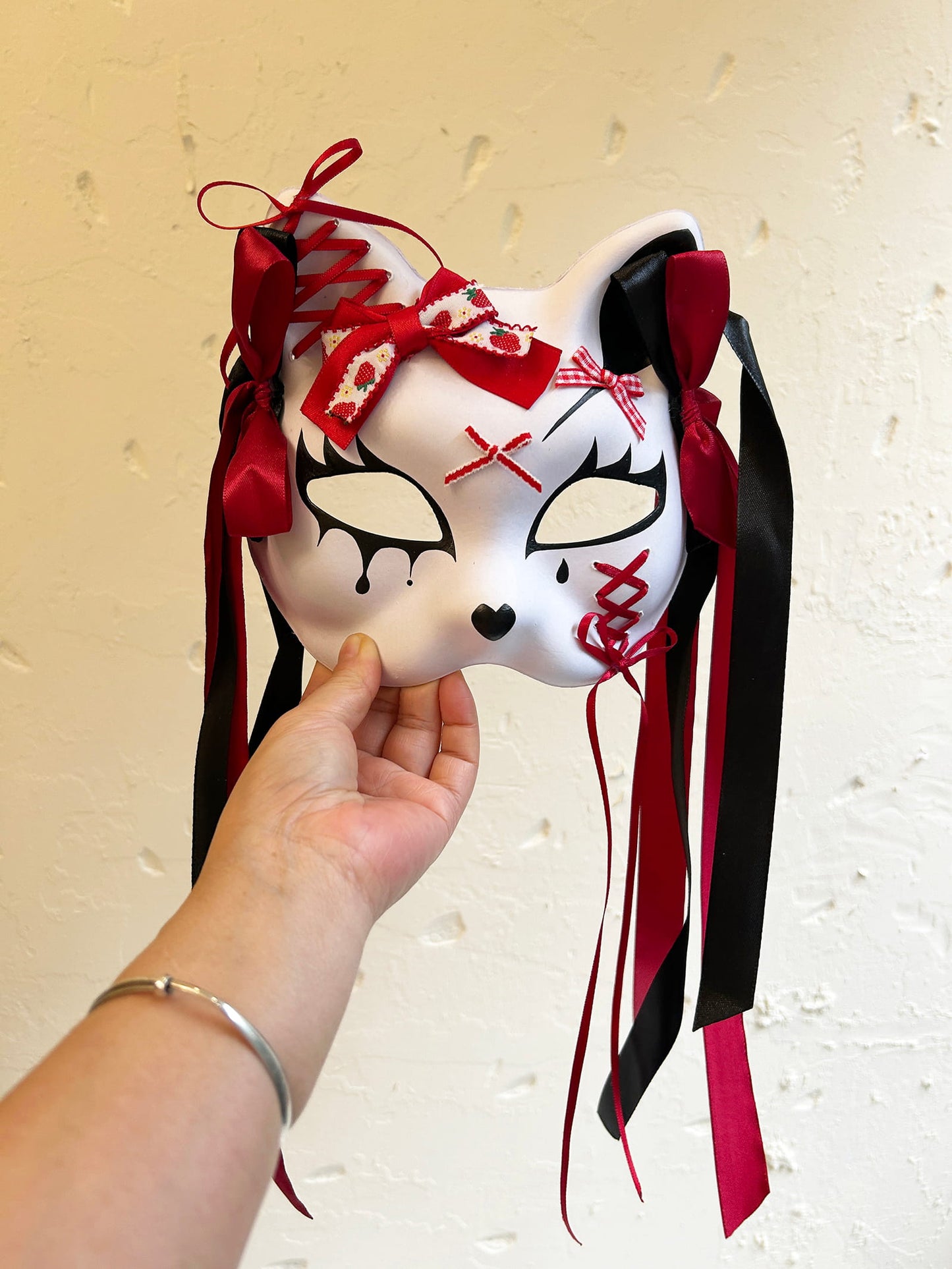 Handmade Masquerade cat mask Kitsune kabuki 03