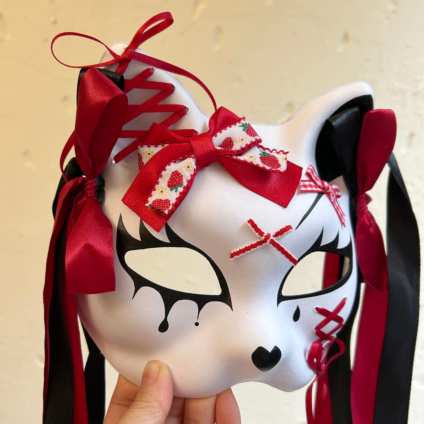 Handmade Masquerade cat mask Kitsune kabuki 03