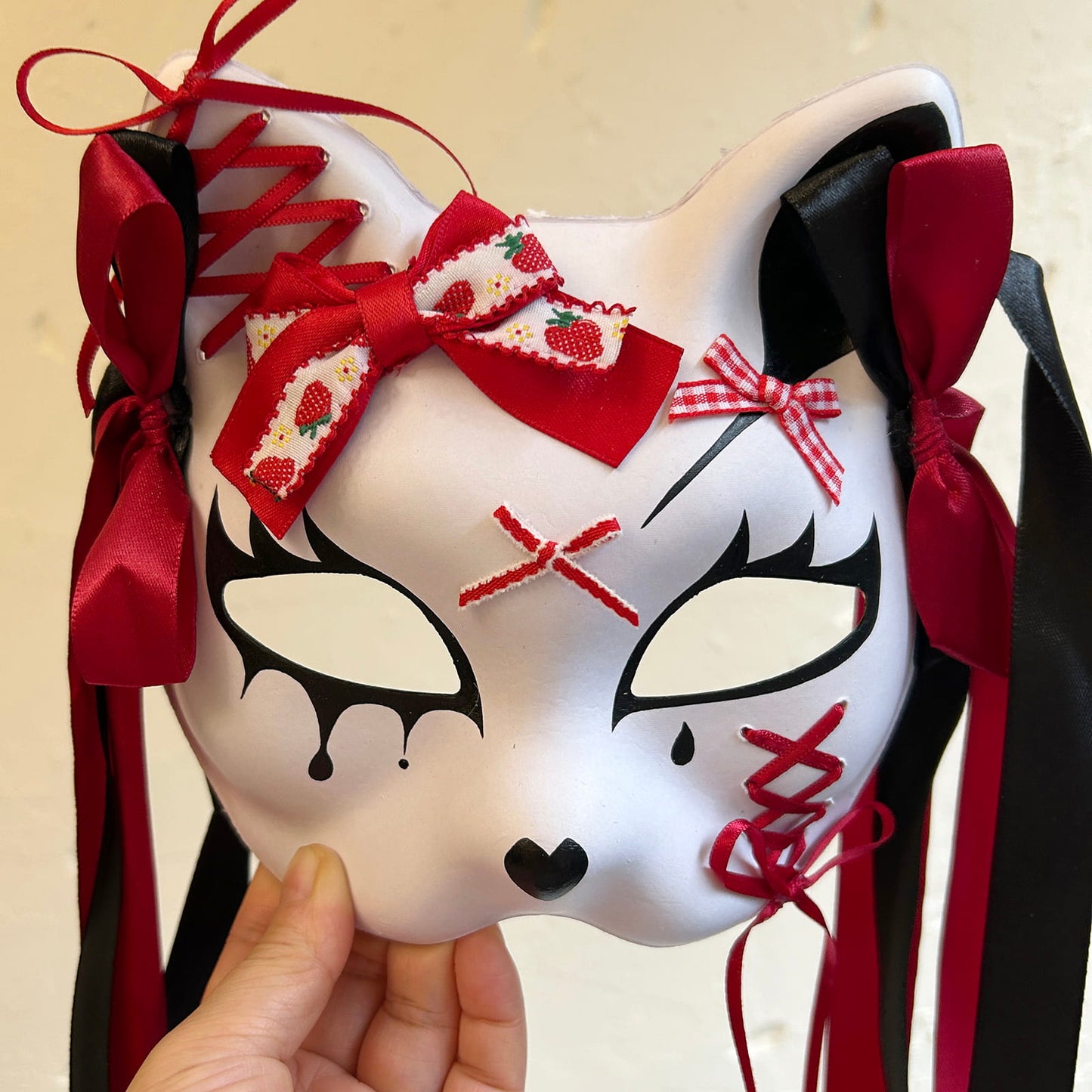 Handmade Masquerade cat mask Kitsune kabuki 03