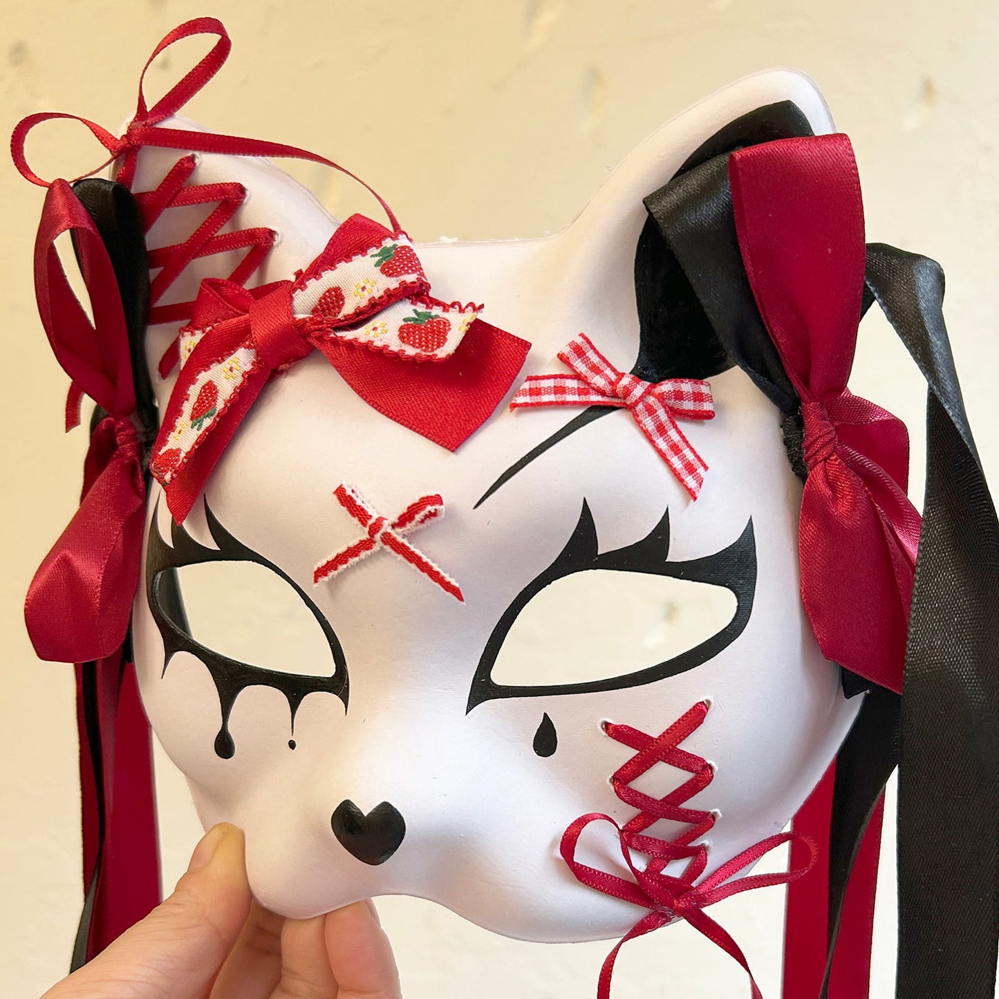 Handmade Masquerade cat mask Kitsune kabuki 03