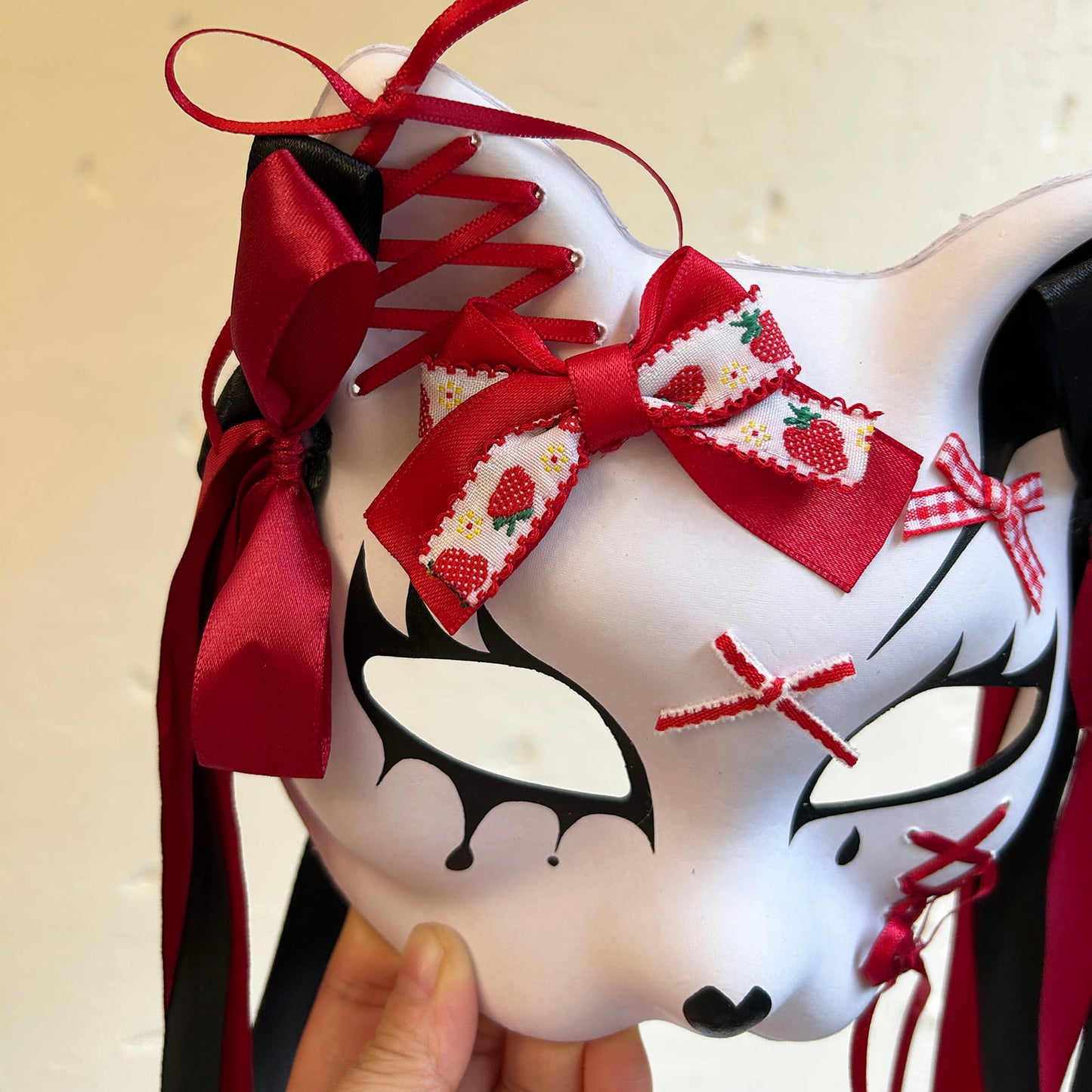 Handmade Masquerade cat mask Kitsune kabuki 03