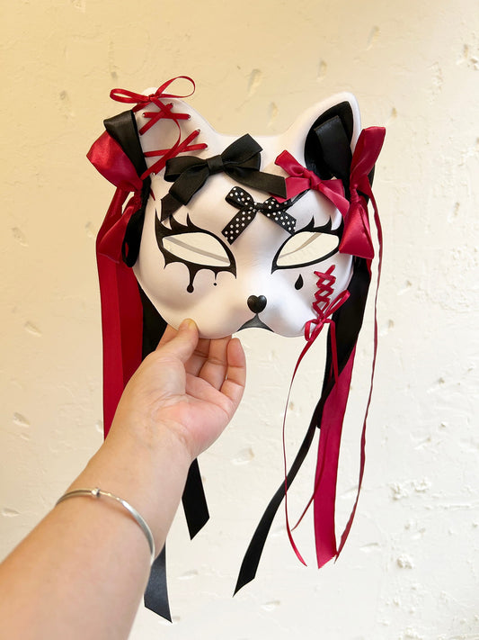 Handmade Masquerade cat mask kabuki 04