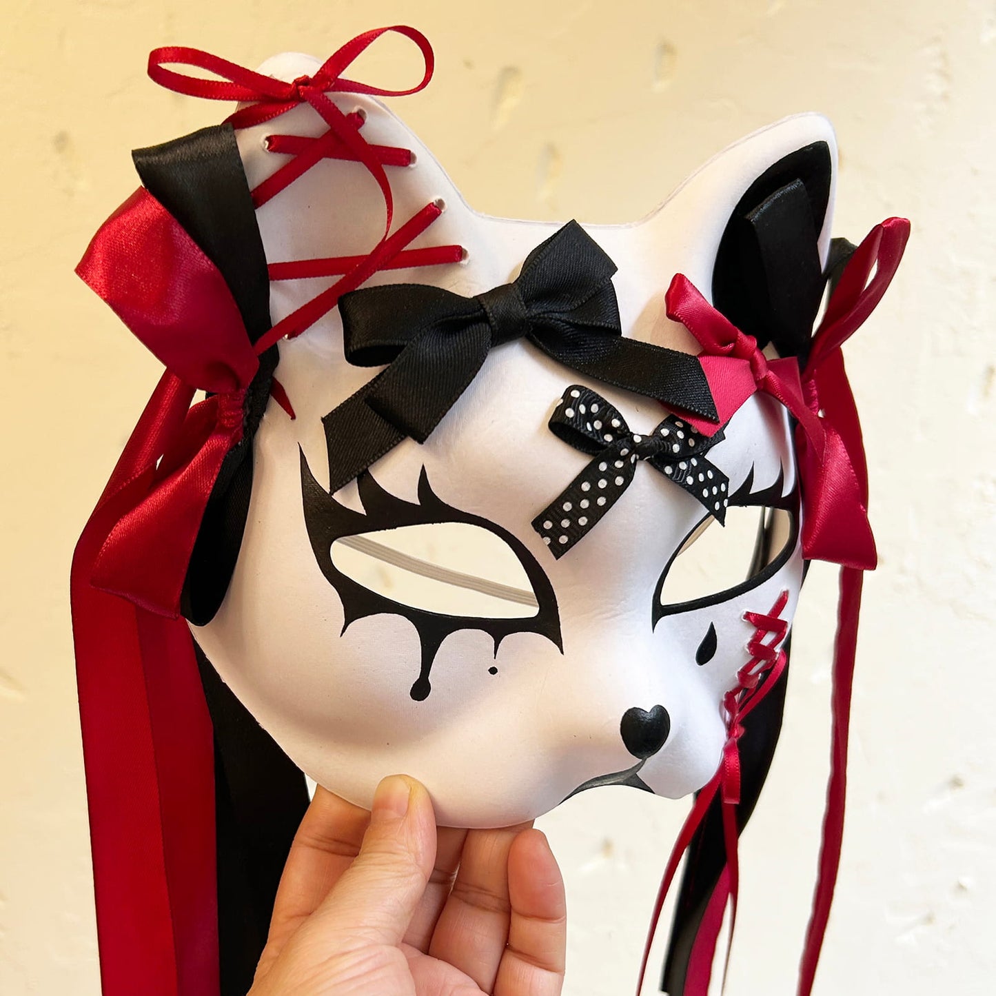 Handmade Masquerade cat mask kabuki 04