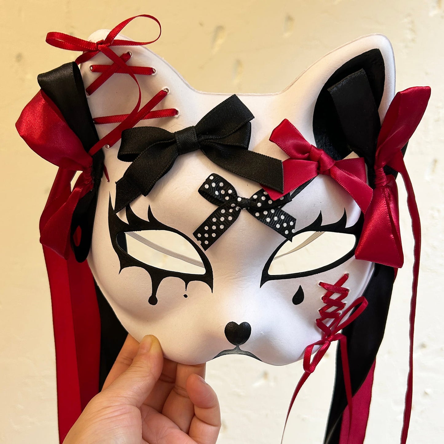 Handmade Masquerade cat mask kabuki 04