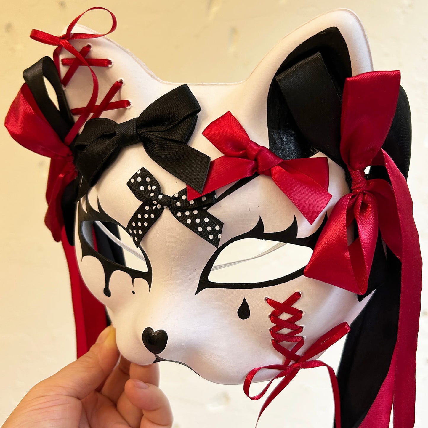 Handmade Masquerade cat mask kabuki 04