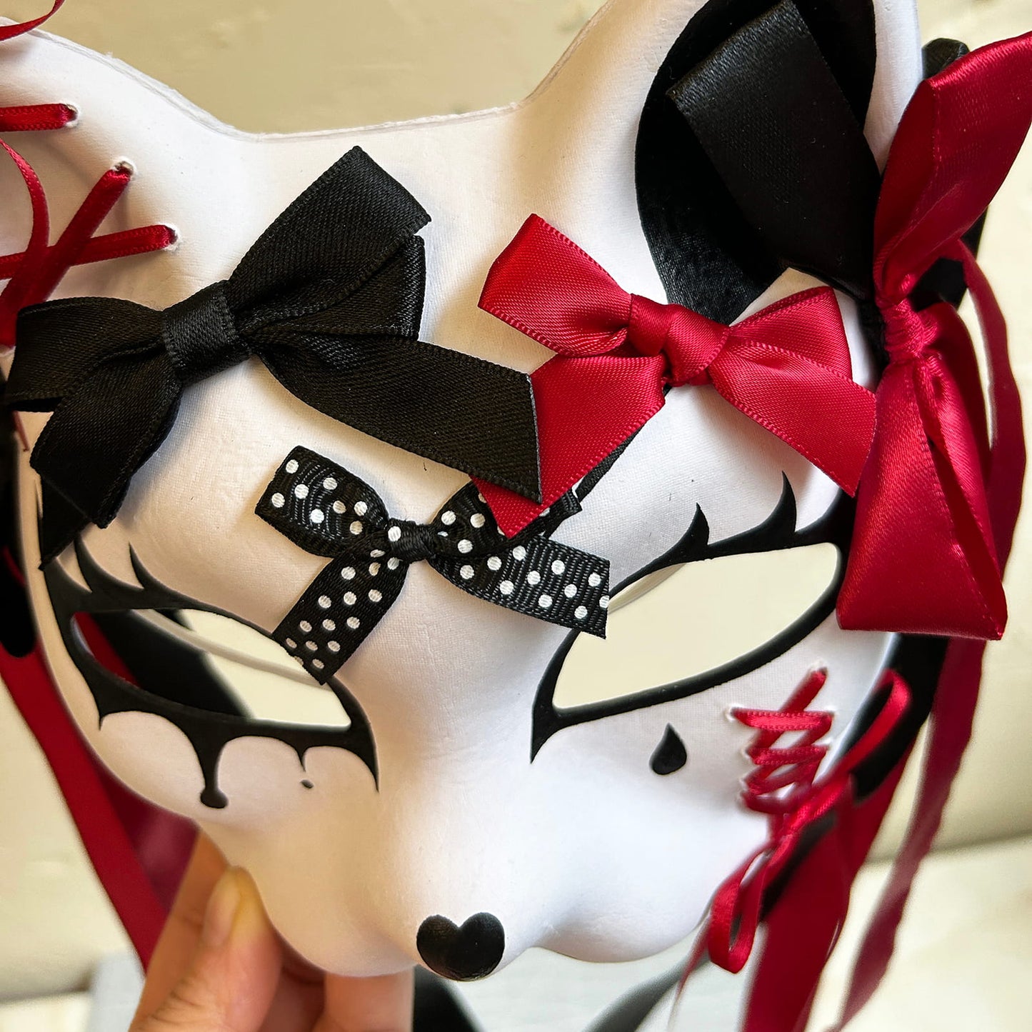 Handmade Masquerade cat mask kabuki 04