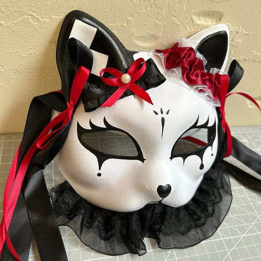 Handmade Masquerade cat mask kabuki 05