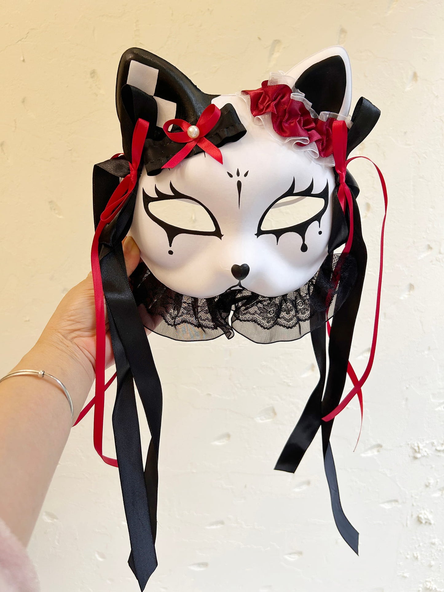 Handmade Masquerade cat mask kabuki 05