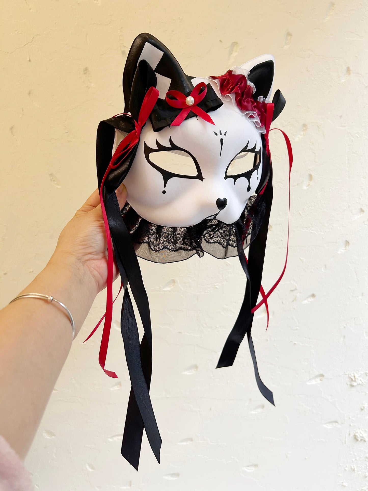 Handmade Masquerade cat mask kabuki 05