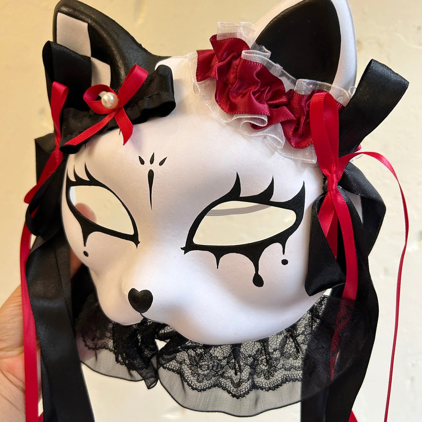 Handmade Masquerade cat mask kabuki 05