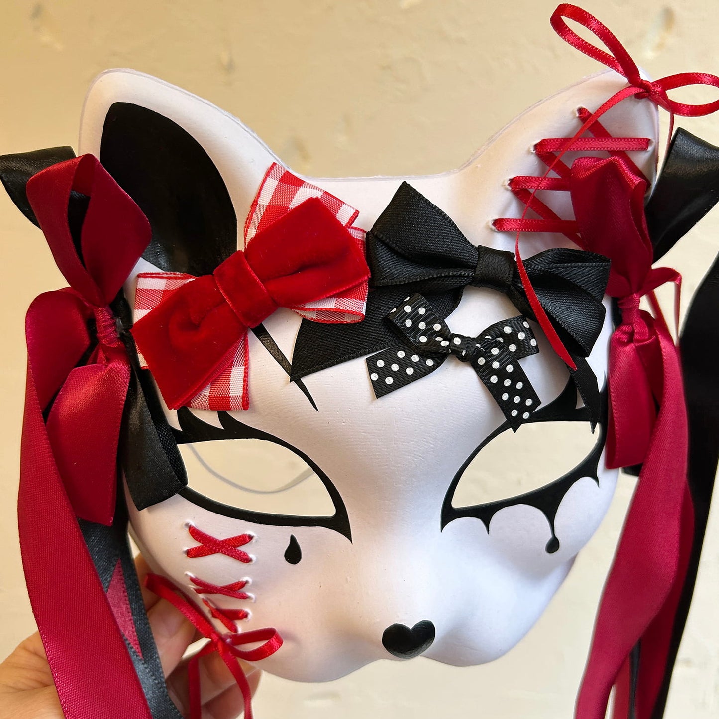Handmade Masquerade cat mask kabuki 07