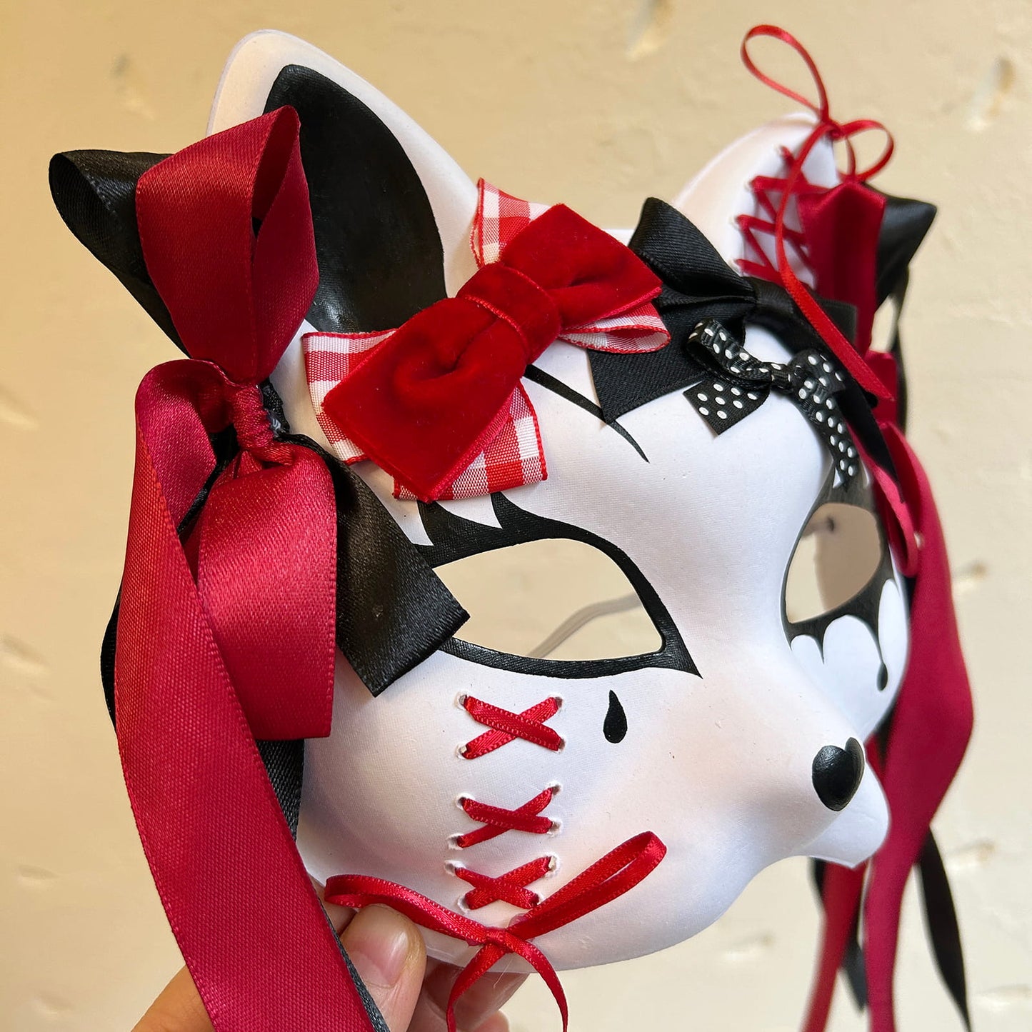 Handmade Masquerade cat mask kabuki 07