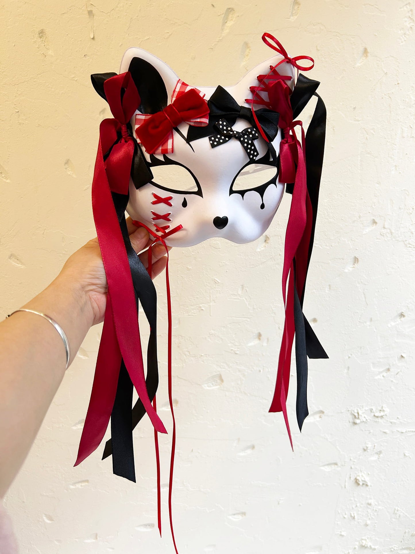 Handmade Masquerade cat mask kabuki 07