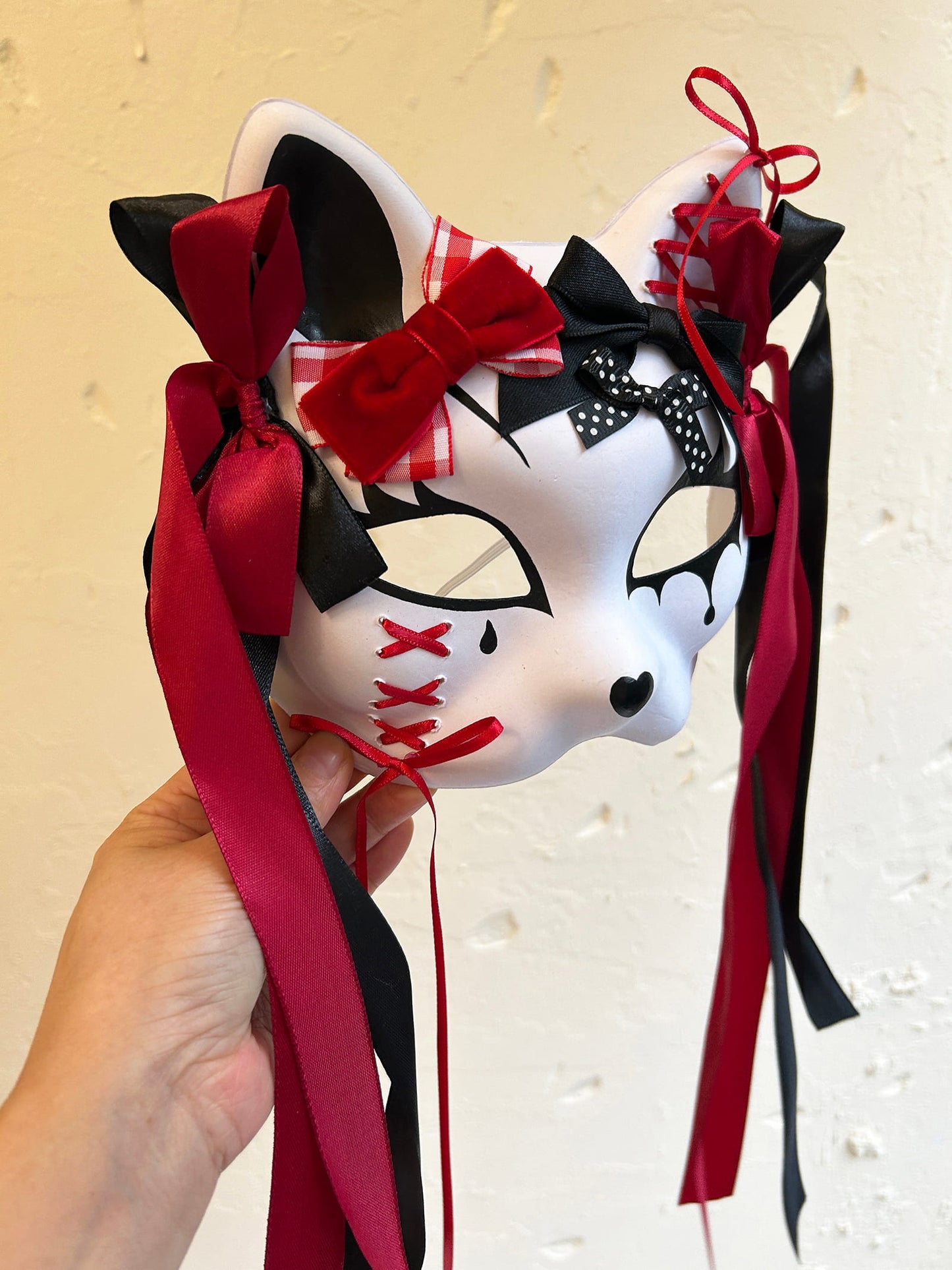 Handmade Masquerade cat mask kabuki 07