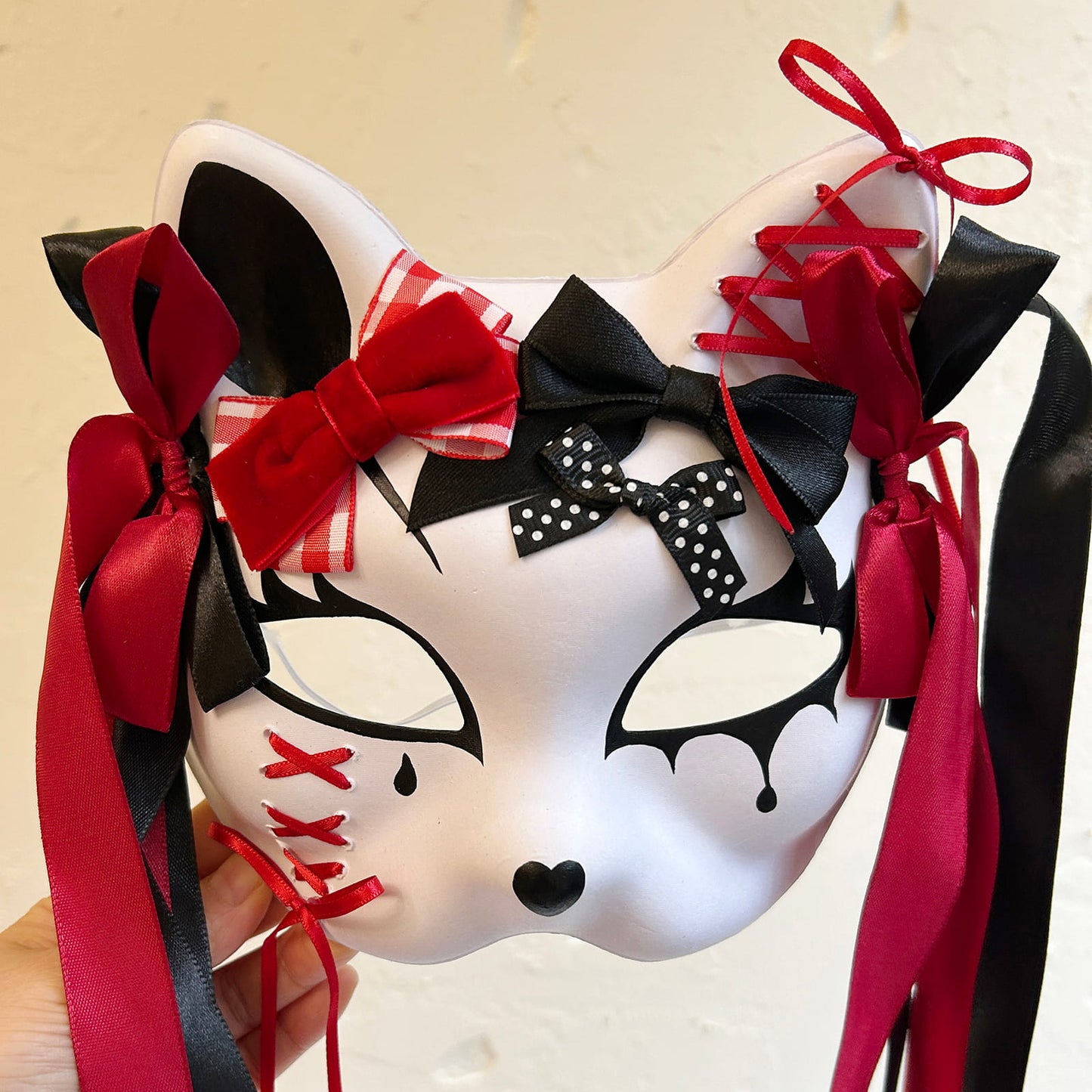 Handmade Masquerade cat mask kabuki 07