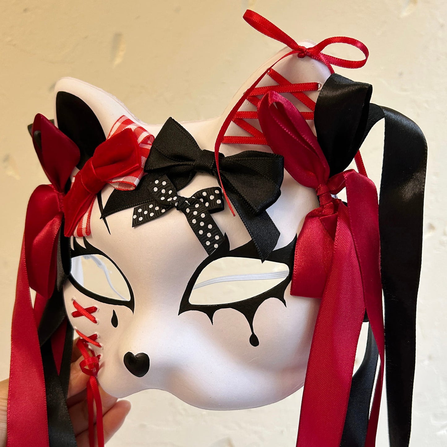 Handmade Masquerade cat mask kabuki 07