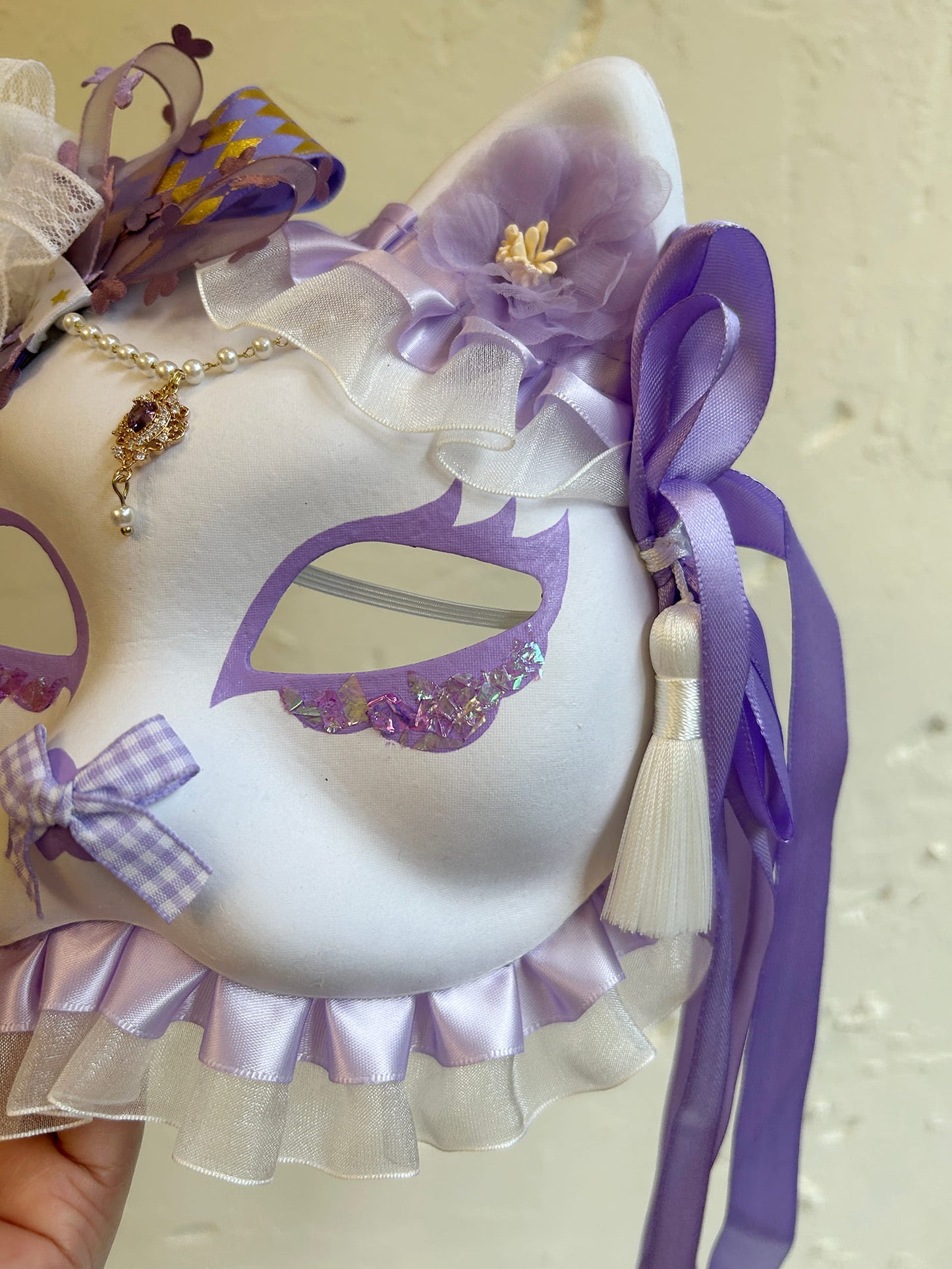 Handmade Masquerade Cosplay cat mask kabuki 08